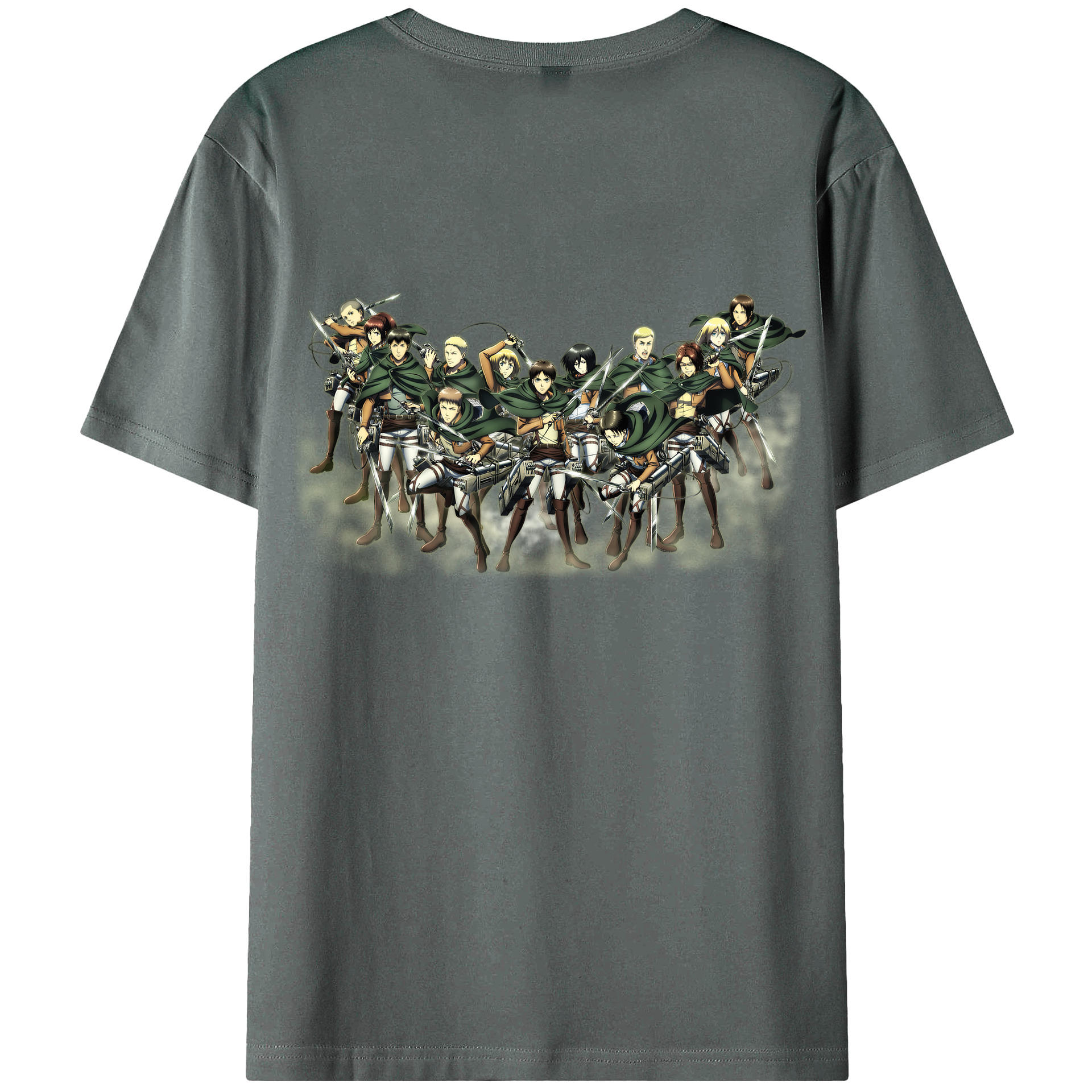 （画像用） 進撃の巨人 Attack on Titan 綿100％ メンズ半袖Tシャツ（バックプリント） 通気性